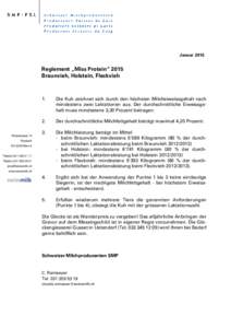 Januar[removed]Reglement „Miss Protein“ 2015 Braunvieh, Holstein, Fleckvieh  Weststrasse 10
