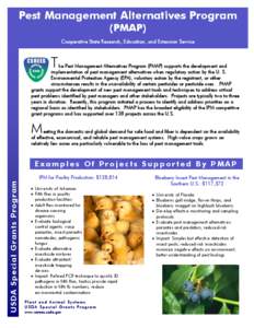 Pest Management Alternatives Program (PMAP) Cooperative State Research, Education, and Extension Service  T