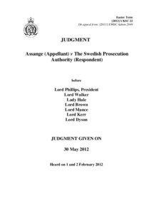 Easter Term[removed]UKSC 22 On appeal from: [2011] EWHC Admin 2849