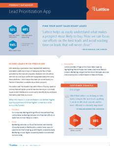 P R O D U C T D ATA S H E E T  Lead Prioritization App F I N D YO U R M O S T S A L E S R E A DY L E A D S  68%