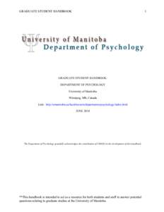 GRADUATE STUDENT HANDBOOK  1 GRADUATE STUDENT HANDBOOK: DEPARTMENT OF PSYCHOLOGY