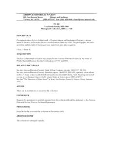 ARIZONA HISTORICAL SOCIETY 949 East Second Street Library and Archives Tucson, AZ[removed]1157 Fax: ([removed]removed] PC 208
