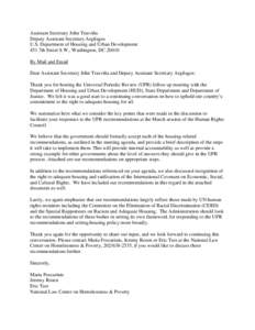 Assistant Secretary John Trasviña Deputy Assistant Secretary Argilagos U.S. Department of Housing and Urban Development 451 7th Street S.W., Washington, DC[removed]By Mail and Email Dear Assistant Secretary John Trasviña