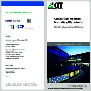 Special Accomodation Conditions for:  Campus Accomodation International Department Living & Studying in center of Karlsruhe