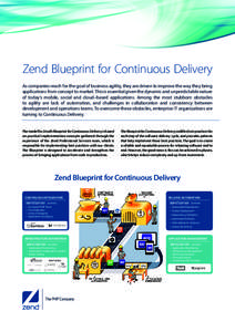 Zend Blueprint for Continuous Delivery As companies reach for the goal of business agility, they are driven to improve the way they bring applications from concept to market. This is essential given the dynamic and unpre