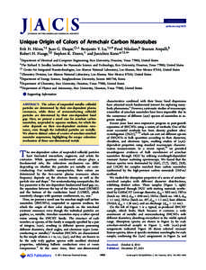 Communication pubs.acs.org/JACS Unique Origin of Colors of Armchair Carbon Nanotubes Erik H. Hároz,†,‡ Juan G. Duque,◇,⊥ Benjamin Y. Lu,†,‡,# Pavel Nikolaev,§ Sivaram Arepalli,§ Robert H. Hauge,‡,∥ St