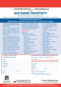 The MELBOURNE  INSTITUTE and present  SUSTAINING PROSPERITY