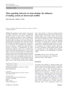 Behav Ecol Sociobiol DOIs00265x ORIGINAL PAPER  Mate guarding behavior in clam shrimp: the influence