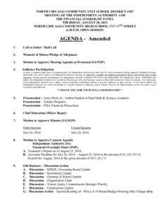 North Chicago School District 187 Independent Authority and Financial Oversight Panel  Meeting Agenda - August 28, 2014