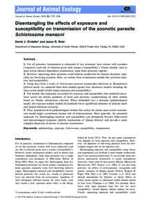 Journal of Animal Ecology 2014, 83, 1379–1386  doi: Disentangling the effects of exposure and susceptibility on transmission of the zoonotic parasite