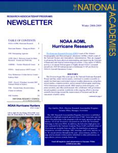 RESEARCH ASSOCIATESHIP PROGRAMS  NEWSLETTER TABLE OF CONTENTS NOAA AOML Hurricane Research