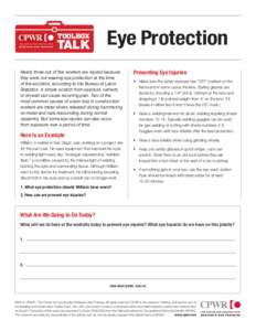 TOOLBOX  TALK Eye Protection