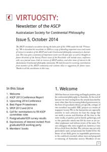 VIRTUOSITY:  Australasian Society for Continental Philosophy  Newsletter of the ASCP