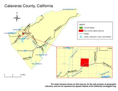 Red Legged Frog - Calaveras County, California Area Map