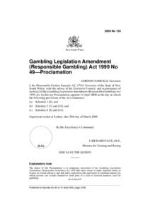 2000 No 154  New South Wales Gambling Legislation Amendment (Responsible Gambling) Act 1999 No