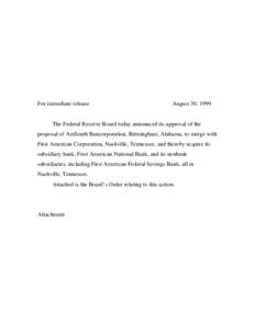 Financial institutions / Banks / AmSouth Bancorporation / United States federal banking legislation / United States housing bubble / First American National Bank / Community Reinvestment Act / Savings and loan association / Federal Reserve System / Regions Financial Corporation / Financial services / Economy of the United States