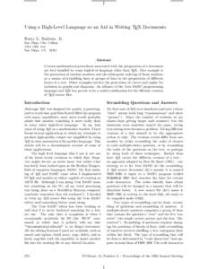 Using a High-Level Language as an Aid in Writing TEX Documents Harry L. Baldwin, Jr. San Diego City College 1313 12th Ave. San Diego, CA 92101