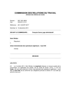 Dcision - Commissaire - Montral