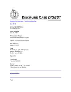 Discipline Case Digest Index  Law Society Home Page Case[removed]GERALD ERNEST DOAK