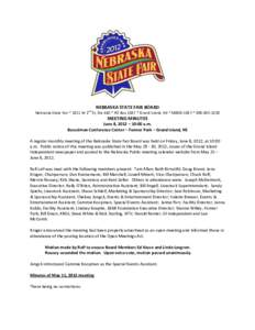 nd  NEBRASKA STATE FAIR BOARD Nebraska State Fair * 1811 W 2 St, Ste 440 * PO Box 1387 * Grand Island, NE * [removed] * [removed]
