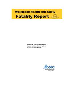 WORKER FALLS FROM ROOF Date of Incident: January 5, 2008 Type of Incident: Fatality File: F-No Account