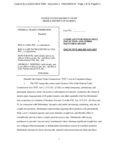Case 8:15-cvMSS-TBM Document 1 FiledPage 1 of 31 PageID 1  UNITED STATES DISTRICT COURT MIDDLE DISTRICT OF FLORIDA  FEDERAL TRADE COMMISSION,