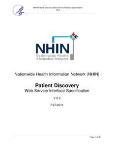 5  NHIN Patient Discovery Web Service Interface Specification V2.0  Nationwide Health Information Network (NHIN)