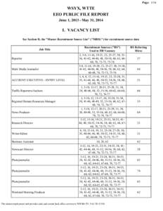 Page: 1/16  WSYX, WTTE EEO PUBLIC FILE REPORT June 1, [removed]May 31, 2014