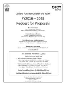 Oakland Fund for Children and Youth  FY2016 – 2019 Request for Proposals EARLY CHILDHOOD Parent Support and Education