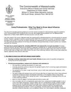 The Commonwealth of Massachusetts Executive Office of Health and Human Services Department of Public Health William A. Hinton State Laboratory Institute 305 South Street, Jamaica Plain, MA[removed]DEVAL L. PATRICK