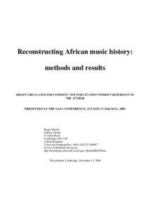 Reconstructing African music history: methods and results