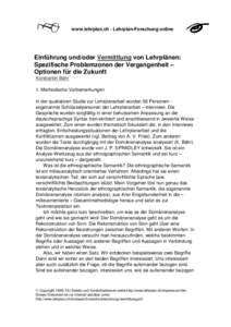 www.lehrplan.ch - Lehrplan-Forschung online  Einführung und/oder Vermittlung von Lehrplänen: Spezifische Problemzonen der Vergangenheit – Optionen für die Zukunft Konstantin Bähr