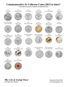 Commemorative $1 Collector Coinsto date)* * not issued into general circulation and mintmark coins 2012 Year of the Farmer