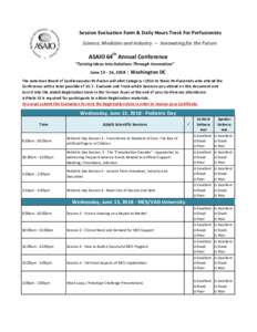 Session Evaluation Form & Daily Hours Track For Perfusionists Science, Medicine and Industry -- Innovating for the Future ASAIO 64th Annual Conference 