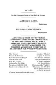 No[removed]___________________ In the Supreme Court of the United States ___________________ ANTHONY D. ELONIS, v.