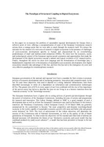 The Paradigm of Structural Coupling in Digital Ecosystems Paolo Dini Department of Media and Communications London School of Economics and Political Science 1