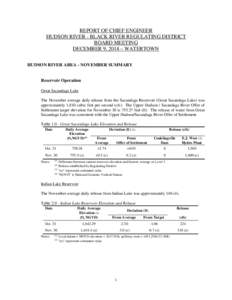 REPORT OF CHIEF ENGINEER HUDSON RIVER - BLACK RIVER REGULATING DISTRICT BOARD MEETING DECEMBER 9, 2014 – WATERTOWN HUDSON RIVER AREA - NOVEMBER SUMMARY