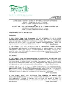 THE CITY OF FAYETTEVILLE, ARKANSAS 113 W. Mountain St Fayetteville, AR[removed]Telephone: ([removed]AGENDA FOR A MEETING OF THE IN-HOUSE PLAT REVIEW COMMITTEE