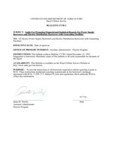 UNITED STATES DEPARTMENT OF AGRICULTURE Rural Utilities Service BULLETIN 1717B-3 SUBJECT: Guide For Preparing Financial and Statistical Reports For Power Supply Borrowers and Electric Distribution Borrowers with Generati