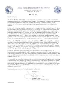 United States Departn1ent of the Interior BUREAU OF I DIAN A FFA IRS Washington, DC 20240