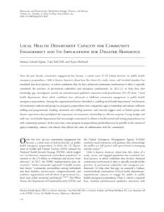 Biosecurity and Bioterrorism: Biodefense Strategy, Practice, and Science Volume 11, Number 2, 2013 ª Mary Ann Liebert, Inc. DOI: [removed]bsp[removed]Local Health Department Capacity for Community Engagement and Its Im