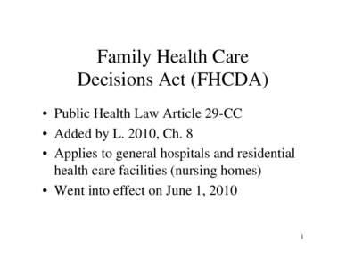 Family Health Care Decisions Act (FHCDA)