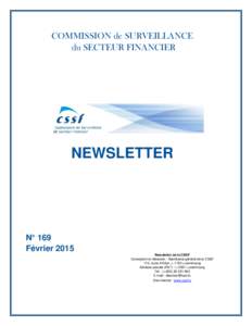 COMMISSION de SURVEILLANCE du SECTEUR FINANCIER NEWSLETTER  N° 169