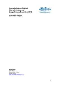 Cumbria County Council Internet Access and Usage Survey December 2012 Summary Report  Prepared by