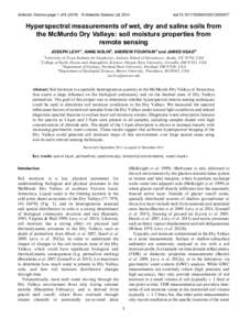 Antarctic Science page 1 of[removed]) © Antarctic Science Ltd[removed]doi:[removed]S0954102013000977 Hyperspectral measurements of wet, dry and saline soils from the McMurdo Dry Valleys: soil moisture properties from