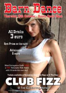 Barn Dance  Thursday 15th October - Doors Open 10pm All Drinks