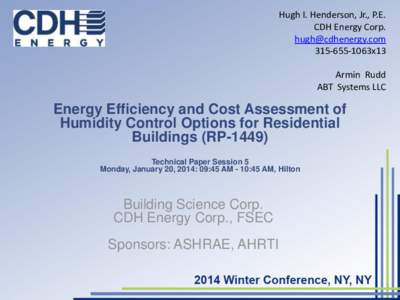Hugh I. Henderson, Jr., P.E. CDH Energy Corp1063x13 Armin Rudd ABT Systems LLC