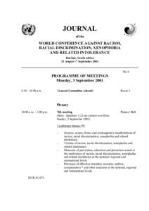 Anti-racism / United Nations conferences / Government of Laos / Ministry of Foreign Affairs / Vientiane / Foreign minister / World Conference against Racism / International Centre for Democratic Transition / Mohammad Javad Zarif / Government / International relations / United Nations