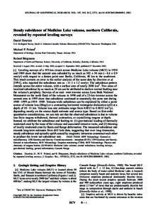 JOURNAL OF GEOPHYSICAL RESEARCH, VOL. 107, NO. B12, 2372, doi:2001JB000893, 2002  Steady subsidence of Medicine Lake volcano, northern California, revealed by repeated leveling surveys Daniel Dzurisin U.S. Geolog