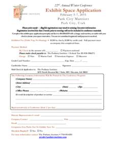 22nd Annual Winter Conference  THE PODIATRY I N S T I T U T E Exhibit Space Application February 5-7, 2015